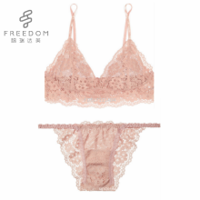 FDBL7111404 filles indiennes floral crochet dentelle v plunge plus taille élégant chaud fantaisie dentelle sous-vêtements soutien-gorge et culotte ensemble